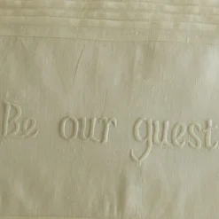 Sentimental Embroideries<Taylor Linens Be Our Guest – Cream Linen Bolster Pillow