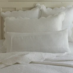 Sentimental Embroideries<Taylor Linens Be Our Guest – White Linen Bolster Pillow