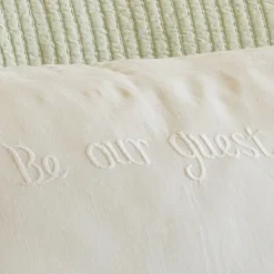 Sentimental Embroideries<Taylor Linens Be Our Guest – White Linen Bolster Pillow
