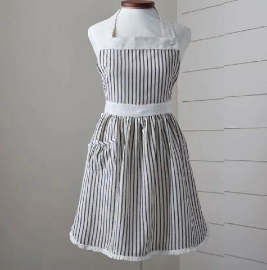 Aprons<Taylor Linens Bergen Stripe Black Apron