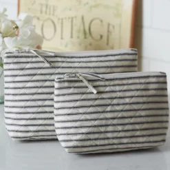 Cosmetic Bags<Taylor Linens Bergen Stripe Black Cosmetic Bag