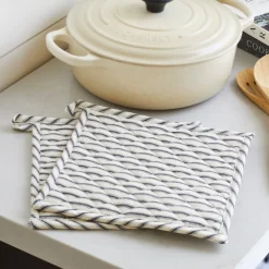 Pot Holders<Taylor Linens Bergen Stripe Black Pot Holders