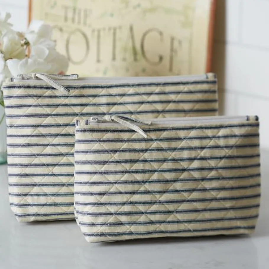 Cosmetic Bags<Taylor Linens Bergen Stripe Indigo Cosmetic Bag