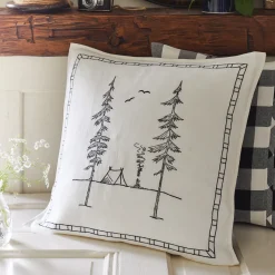 Camps & Cottages<Taylor Linens Campfire – Embroidered Linen Porch Pillow