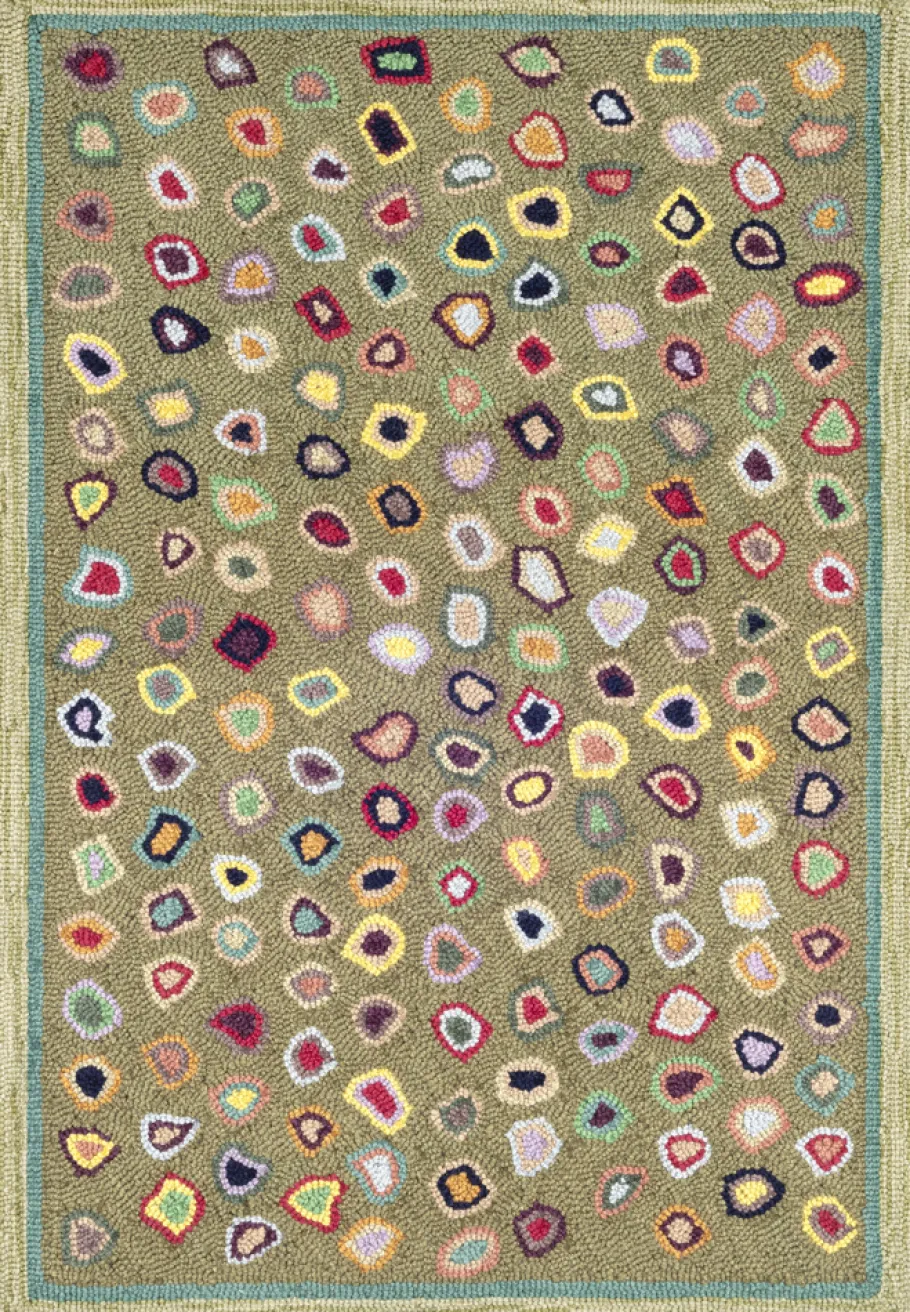 Rugs<Taylor Linens Cat’s Paw Sage Hand Micro Hooked Wool Rug