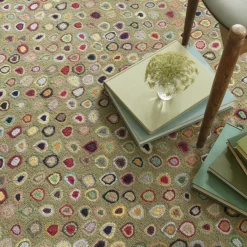 Rugs<Taylor Linens Cat’s Paw Sage Hand Micro Hooked Wool Rug