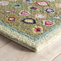 Rugs<Taylor Linens Cat’s Paw Sage Hand Micro Hooked Wool Rug