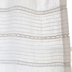 Curtains<Taylor Linens Elisa White Linen Voile Curtain Panel