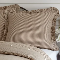 Shams<Taylor Linens Farmhouse Stripe Ruffle Euro Sham