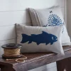 Camps & Cottages<Taylor Linens Fish Indigo on Natural Linen Boudoir Pillow