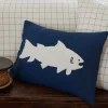 Camps & Cottages<Taylor Linens Fish White on Indigo Linen Boudoir Pillow