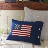 Americana Embroideries<Taylor Linens Flag Indigo Linen Boudoir Pillow