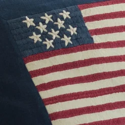 Americana Embroideries<Taylor Linens Flag Indigo Linen Porch Pillow