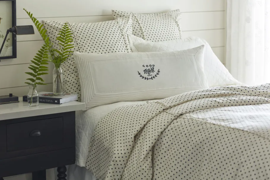 Sentimental Embroideries<Taylor Linens Good Night Black Bolster