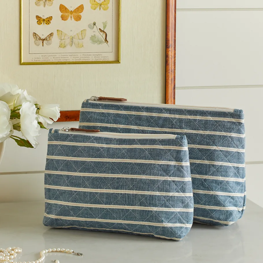 Cosmetic Bags<Taylor Linens Hayslip Indigo Cosmetic Bag