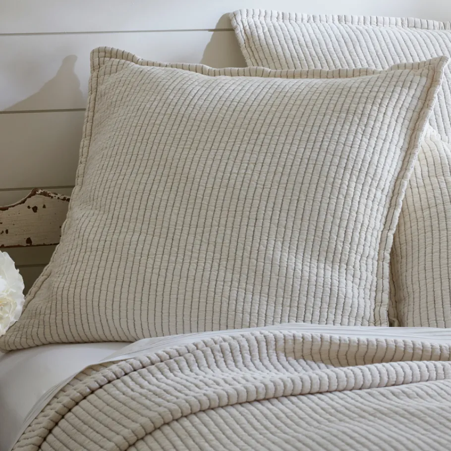 Shams<Taylor Linens Hudson Charcoal Stripe Sham