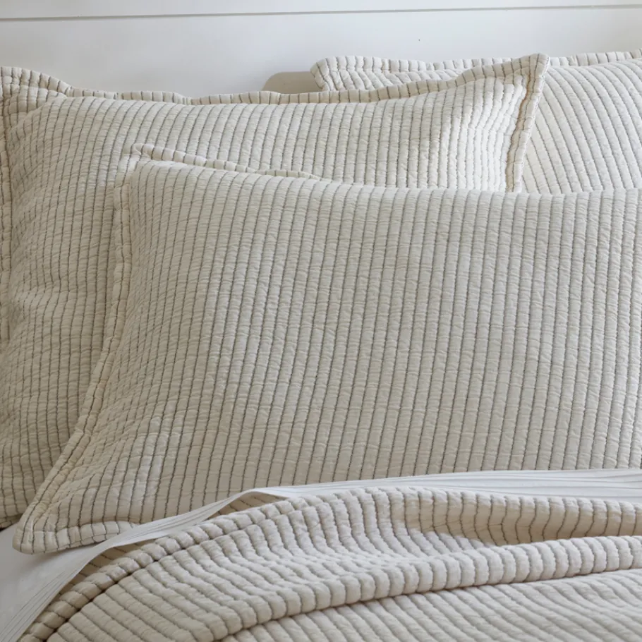 Shams<Taylor Linens Hudson Charcoal Stripe Sham