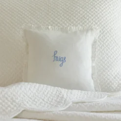 Sentimental Embroideries<Taylor Linens Hugs Blue Embroidered Toss Pillow