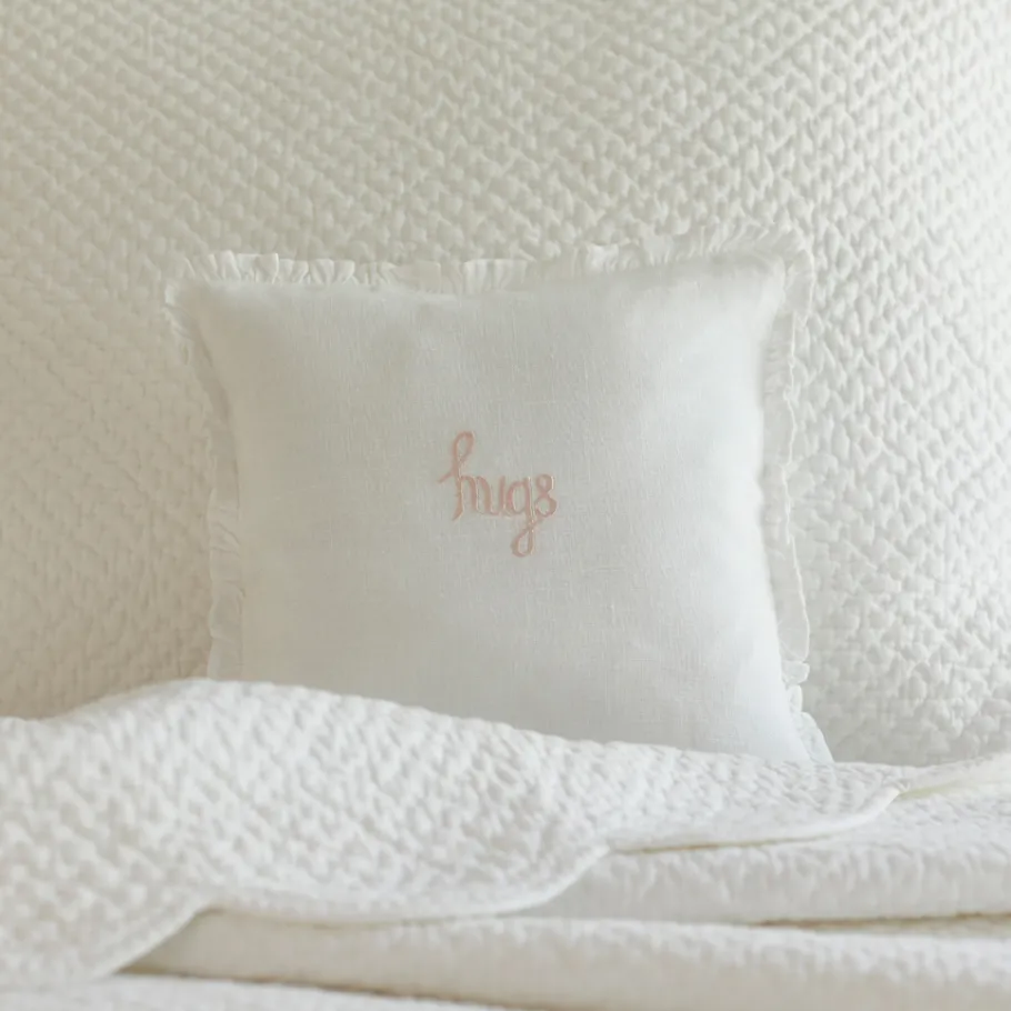 Sentimental Embroideries<Taylor Linens Hugs Pink Embroidered Toss Pillow