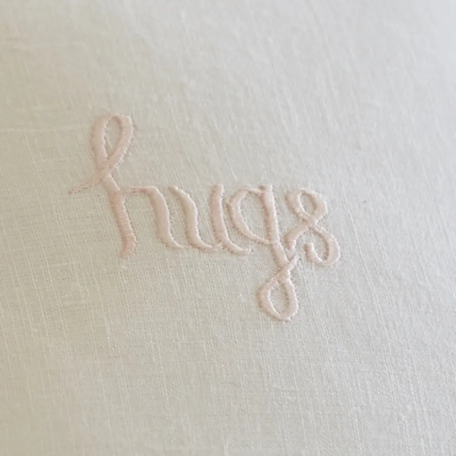 Sentimental Embroideries<Taylor Linens Hugs Pink Embroidered Toss Pillow