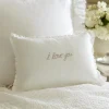 Sentimental Embroideries<Taylor Linens I Love You Natural on White Linen Boudoir Pillow