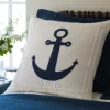 Seaside | Camps & Cottages<Taylor Linens Indigo Anchor on White Linen
