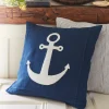 Camps & Cottages | Seaside<Taylor Linens Indigo Anchor Pillow
