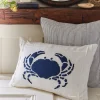 Seaside | Camps & Cottages<Taylor Linens Indigo Crab on White Linen Pillow