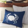 Seaside | Camps & Cottages<Taylor Linens Indigo Linen Crab Pillow