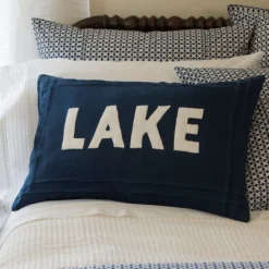 Camps & Cottages<Taylor Linens Indigo Linen Lake Pillow