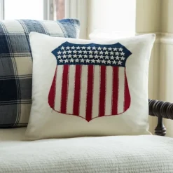 Americana Embroideries<Taylor Linens Liberty Shield Pillow Cover