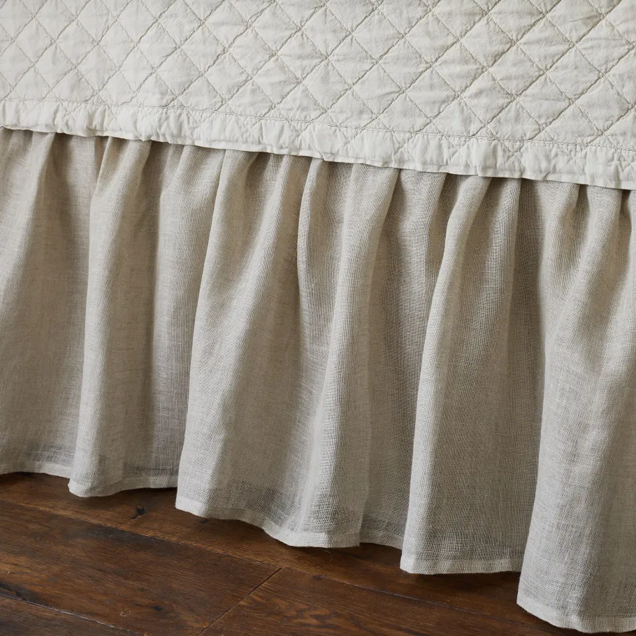 Bed Skirts<Taylor Linens Linen Voile Natural Gathered Bed Skirt