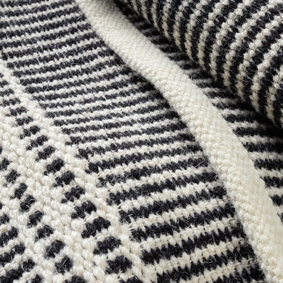 Rugs<Taylor Linens Malta Black/Ivory Handwoven Wool Rug