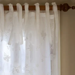 Curtains<Taylor Linens Matilda White Linen Voile Curtain Panel