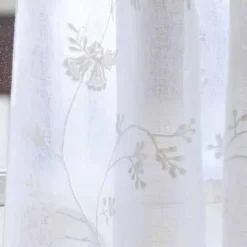 Curtains<Taylor Linens Matilda White Linen Voile Curtain Panel