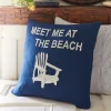 Seaside<Taylor Linens Meet Me at the Beach Indigo Linen Pillow