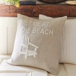 Seaside<Taylor Linens Meet Me at the Beach Natural Linen Pillow