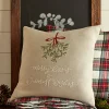 Winter Embroideries<Taylor Linens Merry Kisses & Warmest Wishes on Natural Linen Pillow