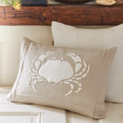 Seaside | Camps & Cottages<Taylor Linens Natural Linen Crab Pillow
