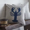 Seaside | Camps & Cottages<Taylor Linens Natural Linen Pillow with Indigo Lobster