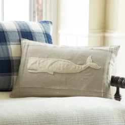 Seaside | Camps & Cottages<Taylor Linens Natural Linen Whale Pillow