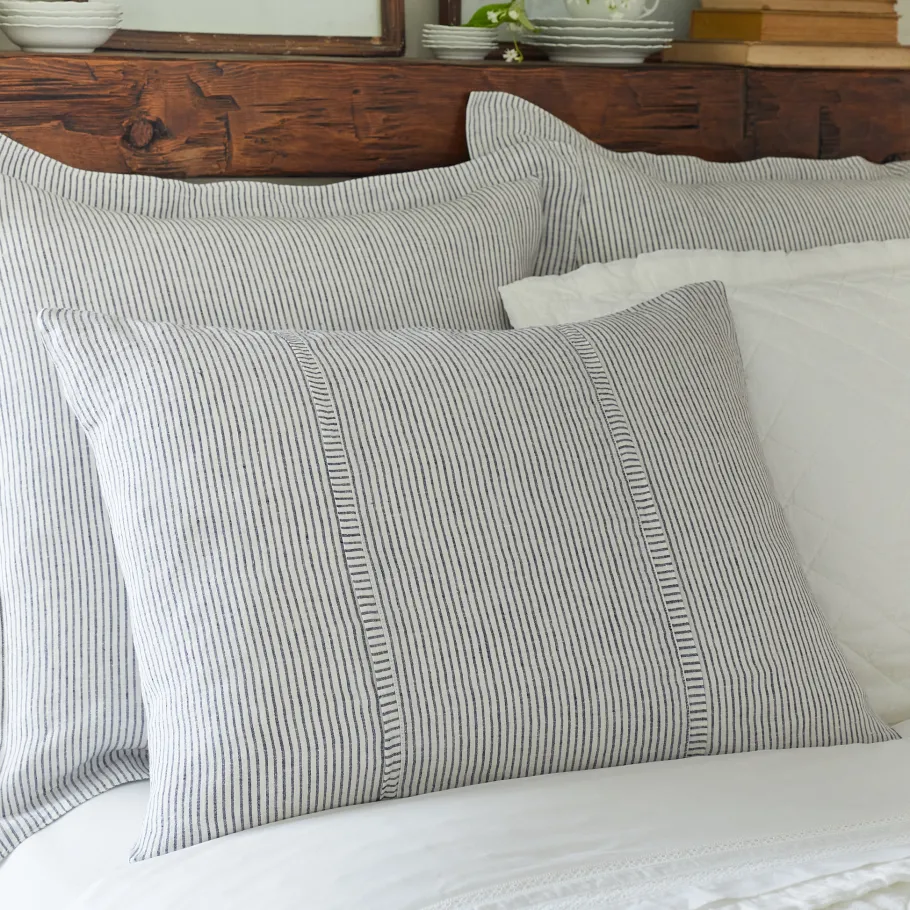 Shams<Taylor Linens Oxford Pinstripe Linen Sham