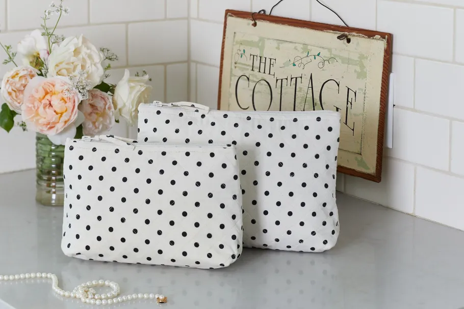 Cosmetic Bags<Taylor Linens Polka Dot Black Cosmetic Bag