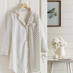 Nightshirts<Taylor Linens Polka Dot Nightshirt – Black