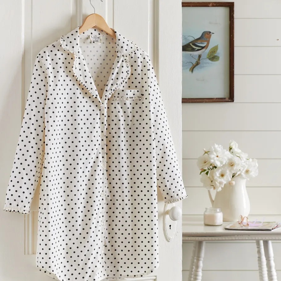 Nightshirts<Taylor Linens Polka Dot Nightshirt – Black