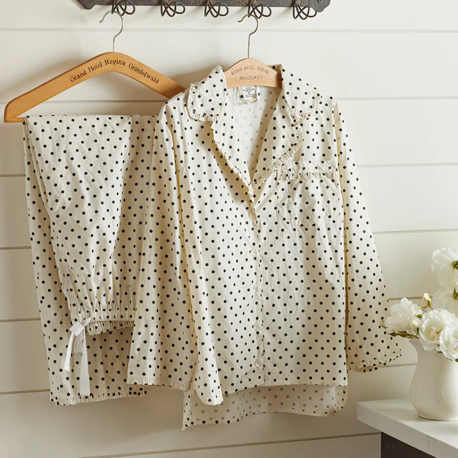 Pajamas<Taylor Linens Polka Dot Pajama Set – Black