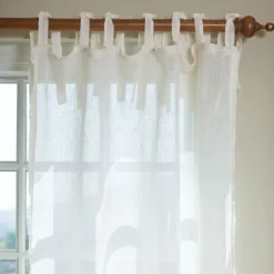 Curtains<Taylor Linens Ruffle Cream Linen Voile Curtain Panel