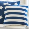 Americana Embroideries | Camps & Cottages<Taylor Linens Rugby Indigo & Cream Pillow