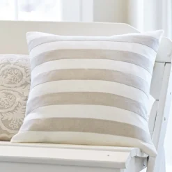 Camps & Cottages | Americana Embroideries<Taylor Linens Rugby Natural & Cream Pillow