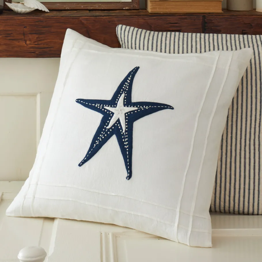 Seaside<Taylor Linens Starfish – Indigo on White
